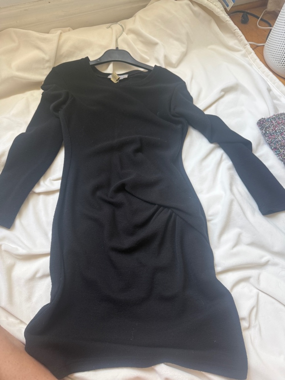 IRO Black Long-Sleeve Draped Waist Dress